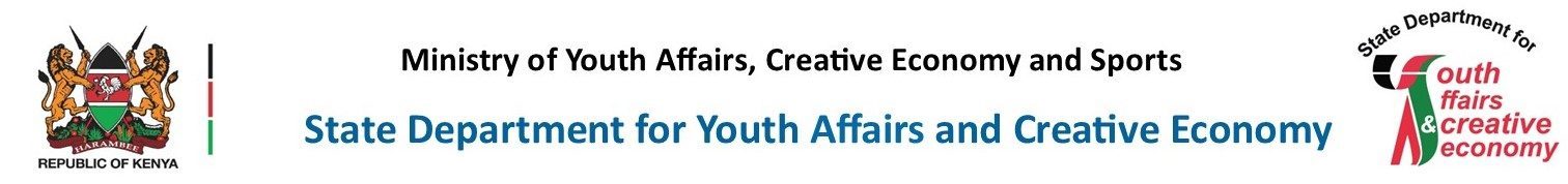 Ministry of Youth Affairs and Creative Economy. State Department for Youth Affairs and Creative Economy Logo.